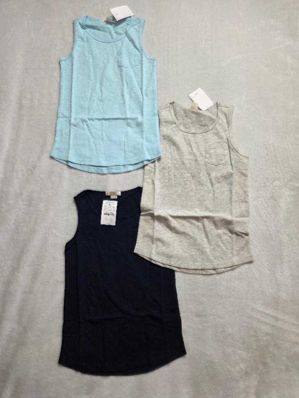 New girl's XS (4-5) Crewcuts J.Crew set of 3 tank tops / black-gray-blue bundle